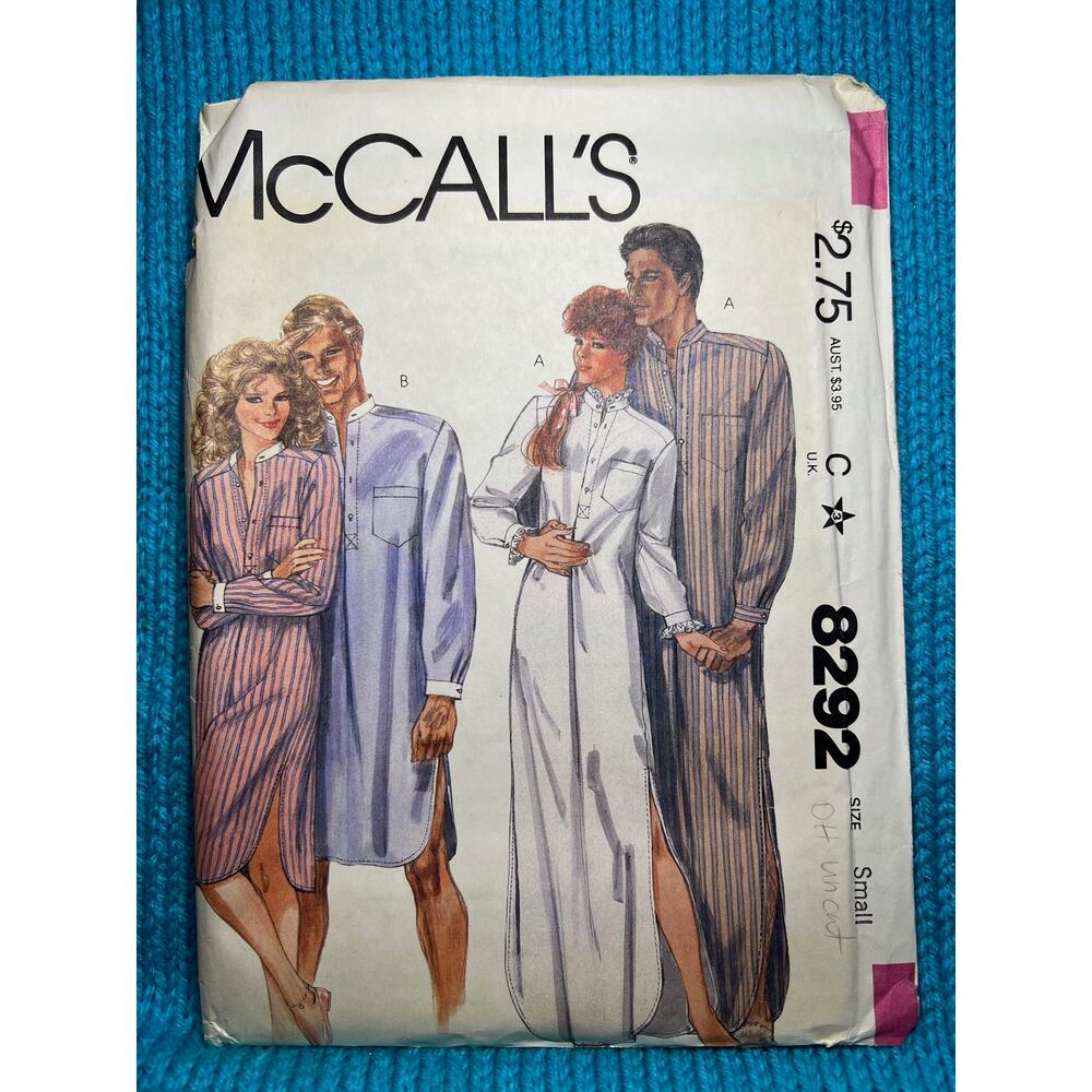 McCalls 8292 Sewing pattern Night shirt size Small